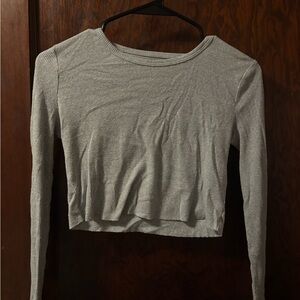 BDG Light Gray Ribbed Crop Top